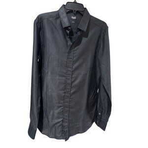 Dolce & Gabbana Slim Fit EU 48 Med Logo Dress Shirt Black Long Sleeve MSRP 495
